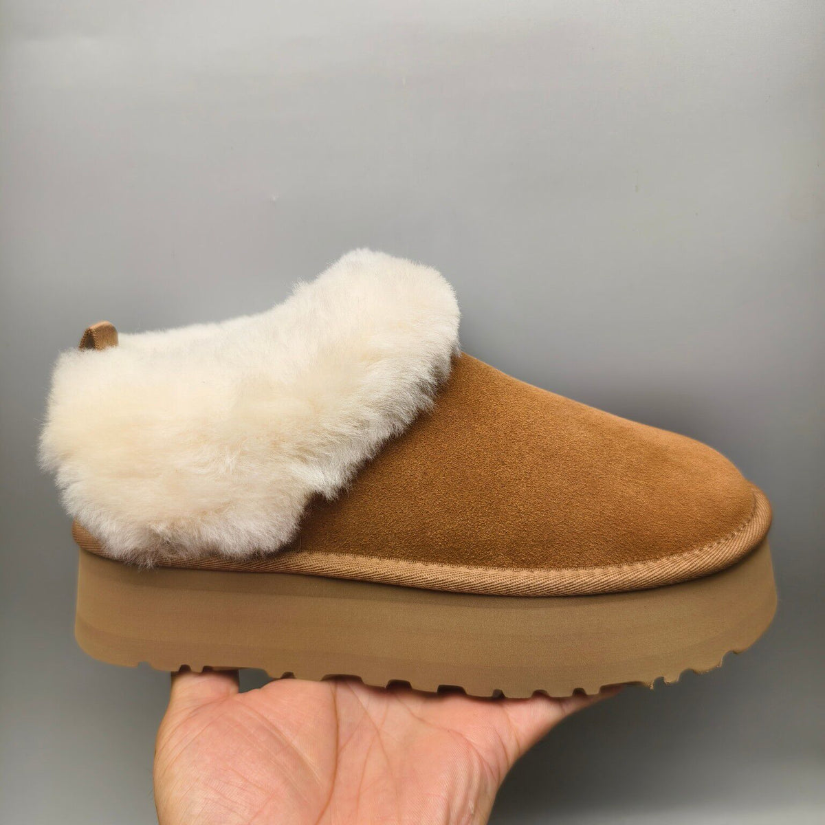 Chestnut Platform Slip-On Shoes with Suede-Look Finish | Style 1393