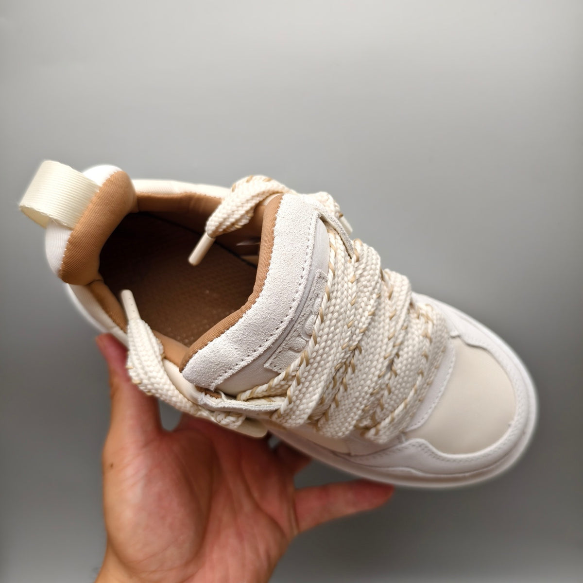 White Chunky Platform Lace-Up Sneakers | Style 1541