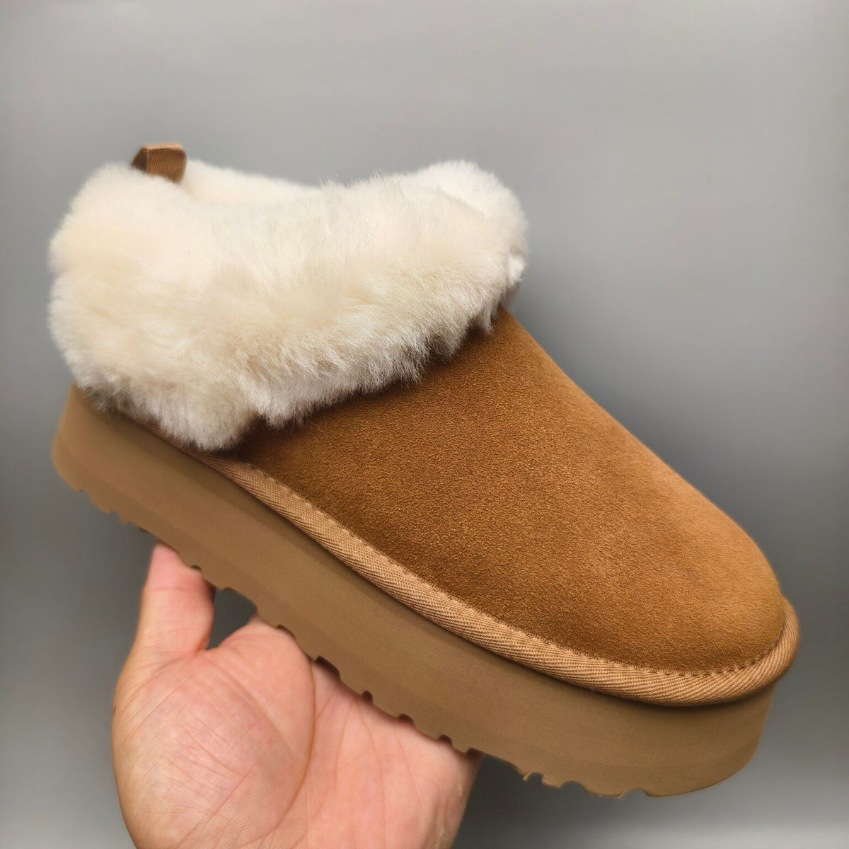Chestnut Platform Slip-On Shoes with Suede-Look Finish | Style 1393
