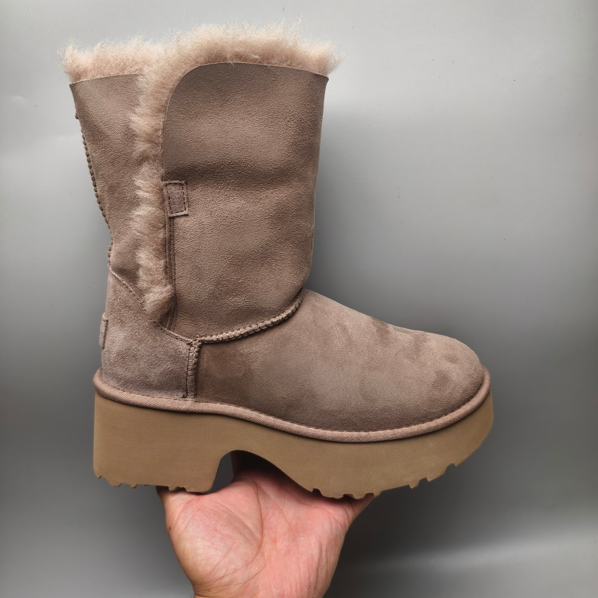 Walnut Brown Women's Platform Wedge Mid-Calf Boots | Style 1533
