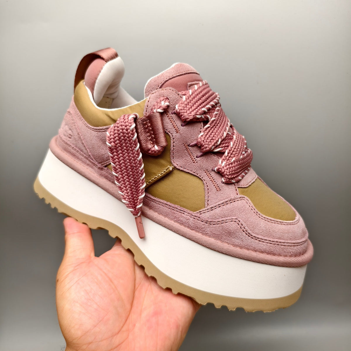 Pink Chunky Platform Lace-Up Sneakers | Style 1541