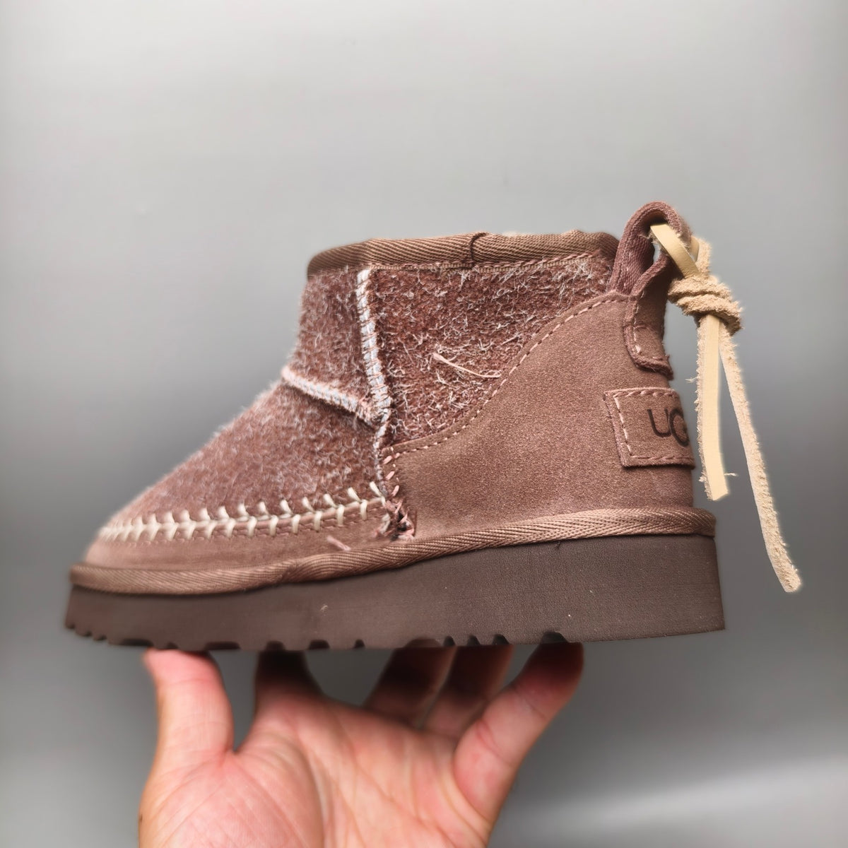 Brown Suede-Look Shoes with Back Strap | Style 1538
